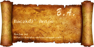 Baczkó Antos névjegykártya